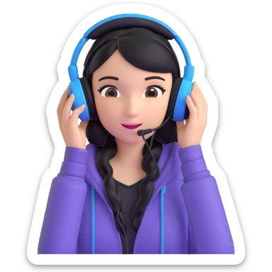 excited gamer girl in headphones sticker