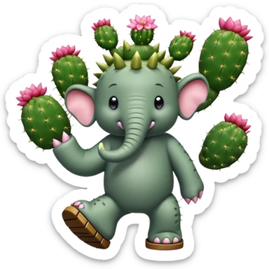 Lirili Larila (Elefante Con Su Mismo Cuerpo Pero En Forma De Cactus Y Tiene Sandalias Grandes En Sus Patas-Cactus) sticker