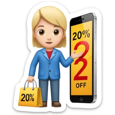 Person who is waiting the sale promotion with 20% off sign sticker