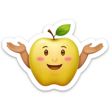 happy yellow apple with hands sticker