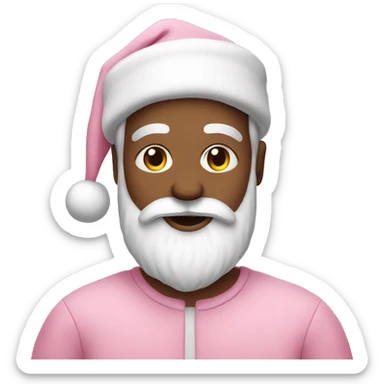 An emoji of Santa with pastel pink clothes and beard sticker