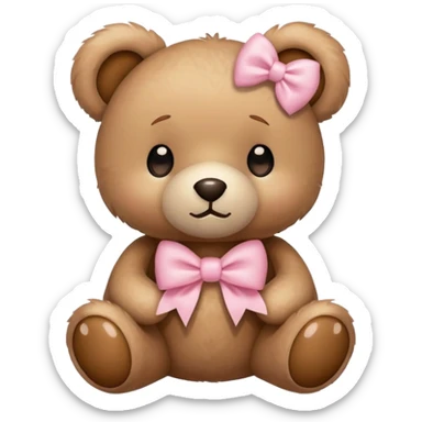 Teddy bear with light pink bow  sticker