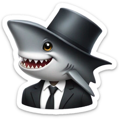 girl with top hat and a shark fin sticker