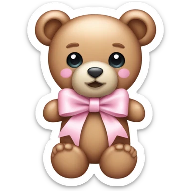 light pink cute teddy bear bow sticker