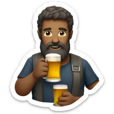 bearded man drinking beer sticker