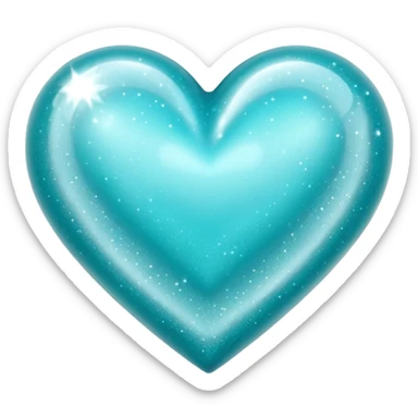 semi transparent gllitery turquoise heart sticker