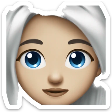 Blue eyes  medium long curvy hair little head little nose whit asain looking sticker