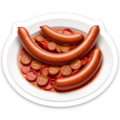 Cinematic Realistic Chorizo Dish Emoji, featuring spicy, robust sausage slices rendered with vivid textures and dynamic, appetizing lighting. sticker