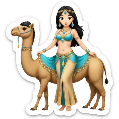black hair belly dancer with camel sticker