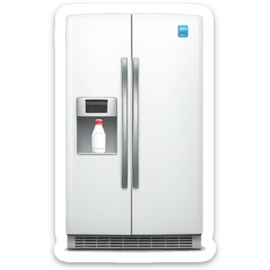 Sleek White refrigerator facing frontwards  sticker