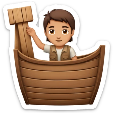 Noah building a large wooden boat ark sticker
