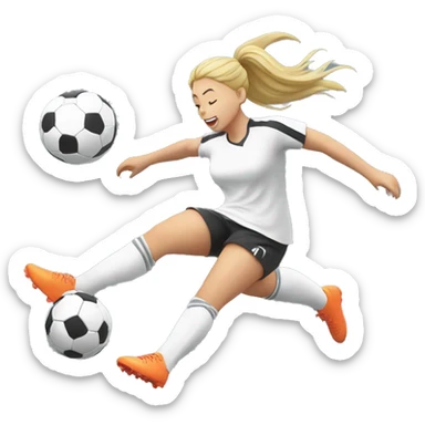 blod girl kicking a soccer ball in the air sticker