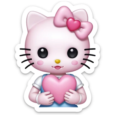 hello kitty holding pink heart sticker