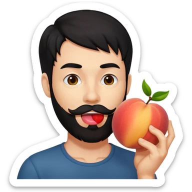 Black hair Man red beard licking peach sticker