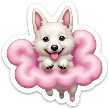 White belgian Shepard Dancing on Cotton candy  sticker