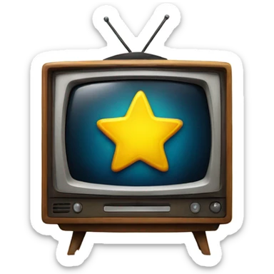 A tv with a happy star inside sticker