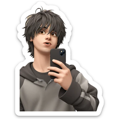 moody boy with cellphone sticker