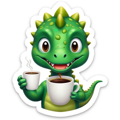 a dino with coffee sticker