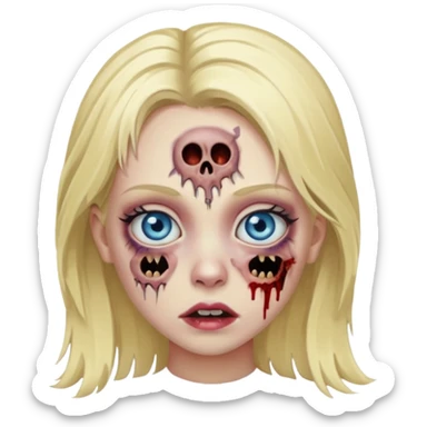 girl zombie with blonde hair blue eyes and Eyelashes sticker