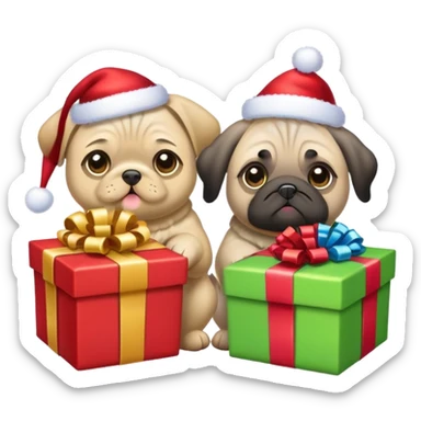 Mops with presents sticker