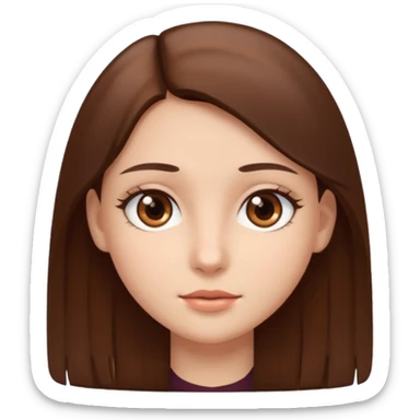 A girl with fair skin, brown eyes, and straight brown hair sticker