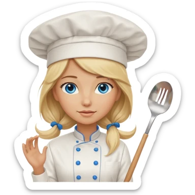 Long Blonde hair blue eyed female chef sticker