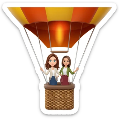 two female startup founders in a hot air balloon you can see the whole hot air balloon sticker