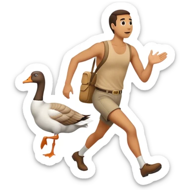 goose chasing man sticker