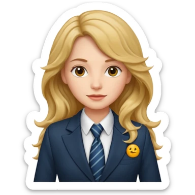 long wavy haired woman with tie and blazer sticker