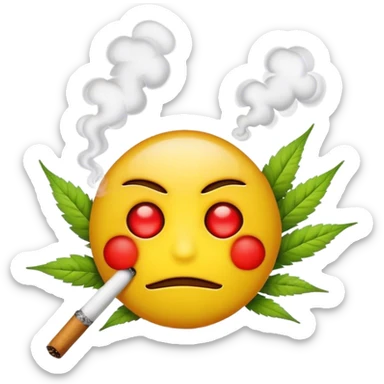 emoji face smoking weed sticker