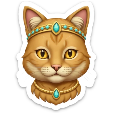 ancient cat with gold jewerly on head sticker