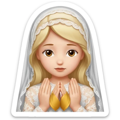 Girl praying with white lace veil sticker