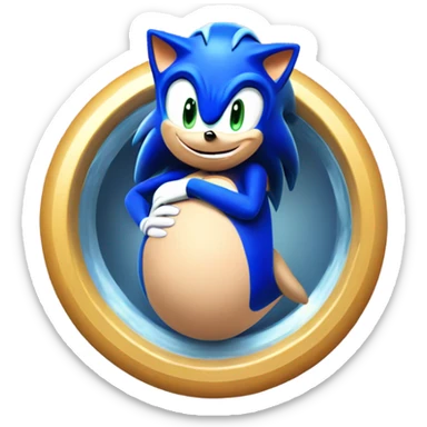 Pregnant sonic the hedgehog cupping his stomach  sticker