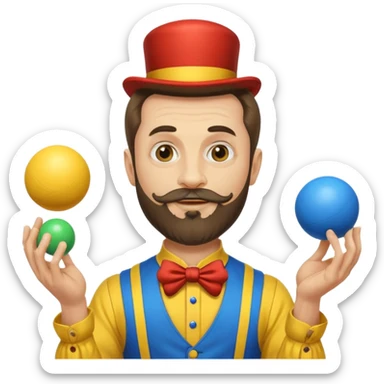 circus juggler beard zelensky juggling two balls blue and yellow sticker