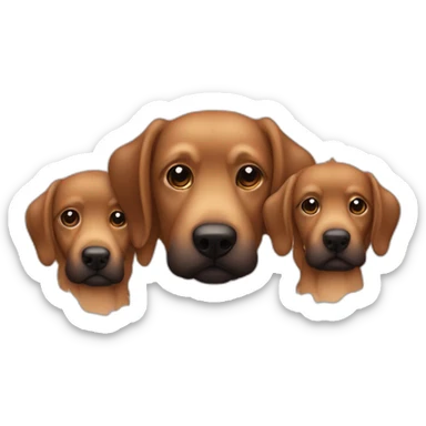 Caniche marron con dos perros grandes uno rubio otro negro sticker