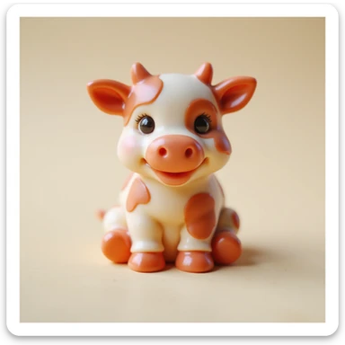 realistic candy shaped like a cute cow, photorealistic style sticker