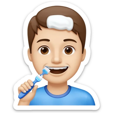 someone brushing their teeth sticker