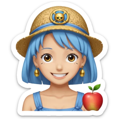 Nefertari Vivi from One Piece, smiling, anime eyes, apple style emoji sticker