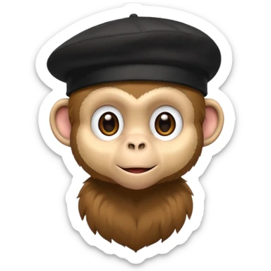 Monkey wearing black beret sticker