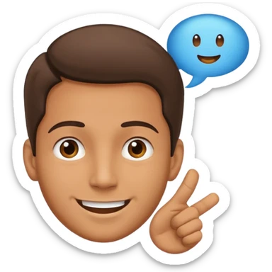 man speaking with one Speech Bubble with a name in it sticker