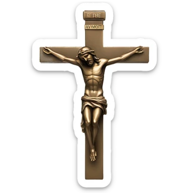 christ body statue bronze flying crucifix sticker