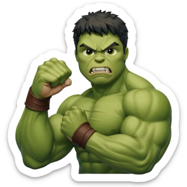Create the Hulk punching his right fist into his left hand in anger. Hulk Smash sticker