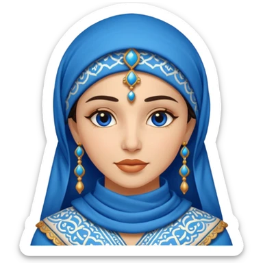 woman in moroccan culture style blue detailed sticker