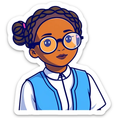 black girl with braids and hexagonal glasses  sticker