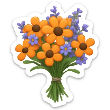 orange bouquet of wildflowers sticker
