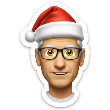 Tim Cook in Santa hat sticker