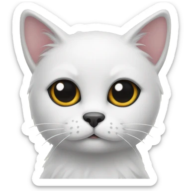 Cat with white fur black ears and heart mark on the forehead  sticker