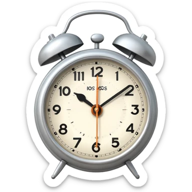 Matte white old fashioned alarm clock  sticker