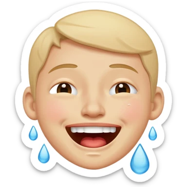 laughing with tears face  but looks exhausted and crazy sticker