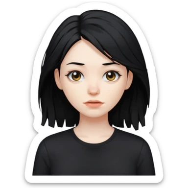 disheveled hair woman with black hair sticker